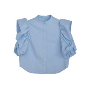 花苞袖純色百搭上衣