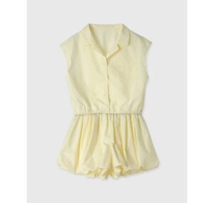 細閃釘珠 無袖翻領上衣 + 泡泡短褲 套裝