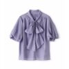 甜美泡泡袖綁帶襯衫