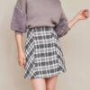 收腰格紋半身裙