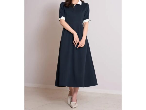 喇叭袖POLO領連身裙