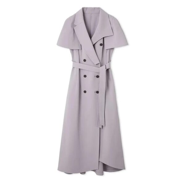 收腰斗篷披肩連身裙