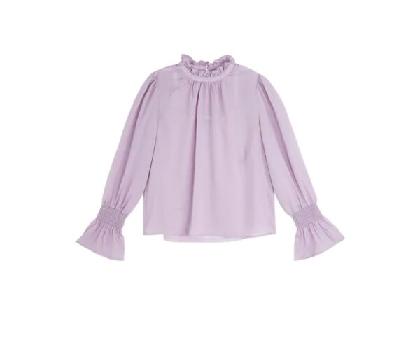 喇叭袖荷葉邊素色襯衫