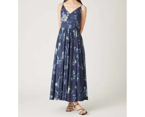 印花吊帶連身裙