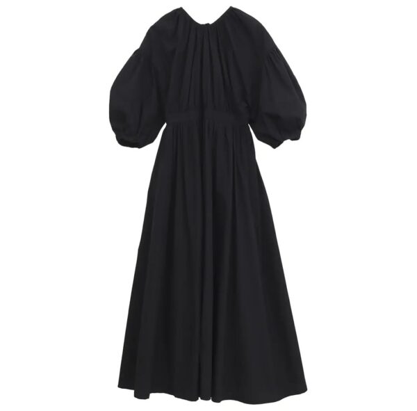 寛松泡泡袖復古連身裙