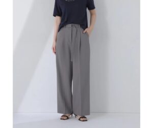 高腰方扣腰帶休閒褲