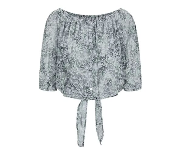 碎花一字領上衣