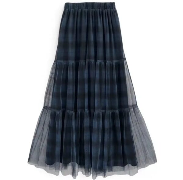 薄紗撞色A字半身裙