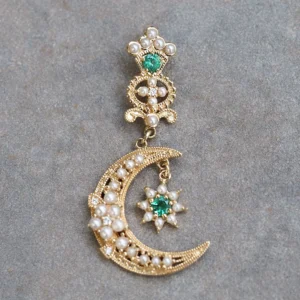 祖母綠新月星形吊墜