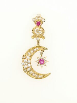 【Made in Japan】K18系列 紅寶石新月 星星吊墜