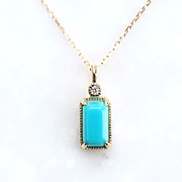 109P0570-TQ_01 【Made in Japan】K10YG系列 綠松石,鑽石項鍊