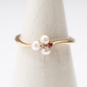 【Made in Japan】K10系列 紅寶石與淡水珍珠戒指