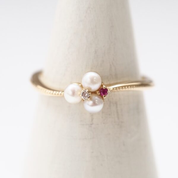 【Made in Japan】K10系列 紅寶石與淡水珍珠戒指