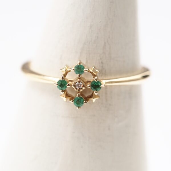 【Made in Japan】K10系列 祖母綠與鑽石戒指