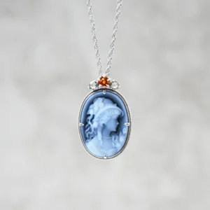 【Made in Japan】【數量有限】SV Cameo & 橙色石榴石女士暗影吊墜