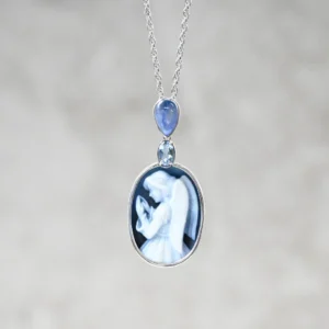 54_854d7544-c571-41b7-80ab-987ea37a8de0 【Made in Japan】SV Cameo & Aquamarine Angel Pendant in Prayer
