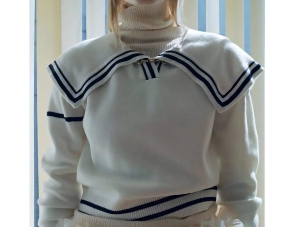 海軍領針織上衣