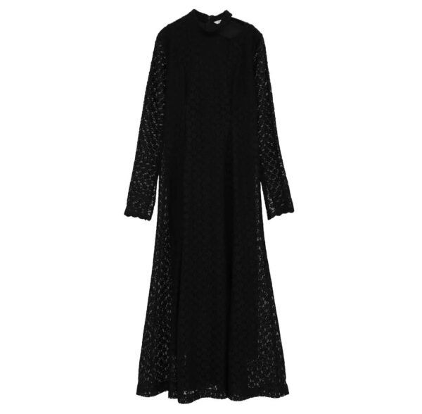 刺繡花卉長袖連身裙