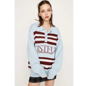 寬鬆休閒條紋針織衫