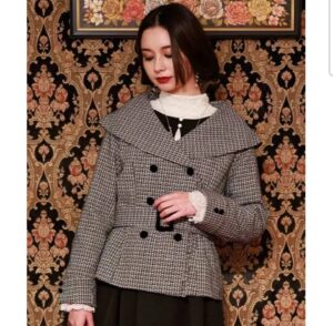 絲絨胡桃木鈕扣復古外套