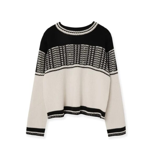 圓領撞色針織上衣