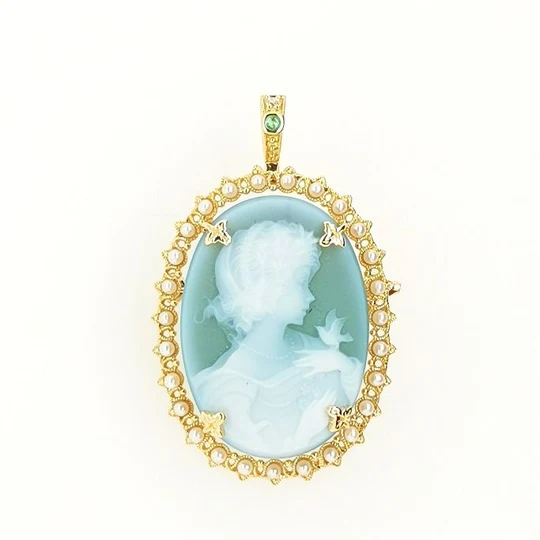 【Made in Japan】K18系列 瑪瑙浮雕吊墜胸針