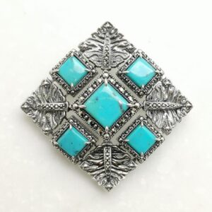 【Made in Japan】SV系列 綠松石方形吊墜胸針