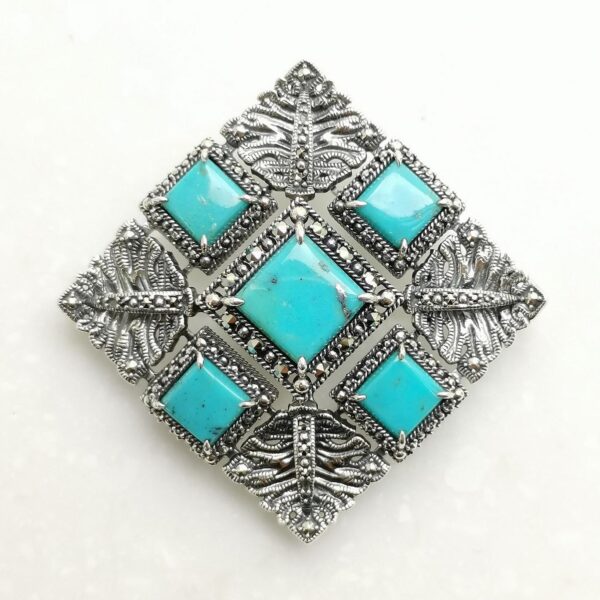 【Made in Japan】SV系列 綠松石方形吊墜胸針