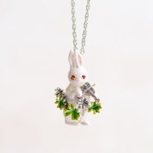 【Made in Japan】SV 石榴石 兔仔 吊墜胸針