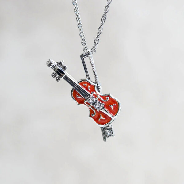 【Made in Japan】SV 琺瑯小提琴吊墜胸針