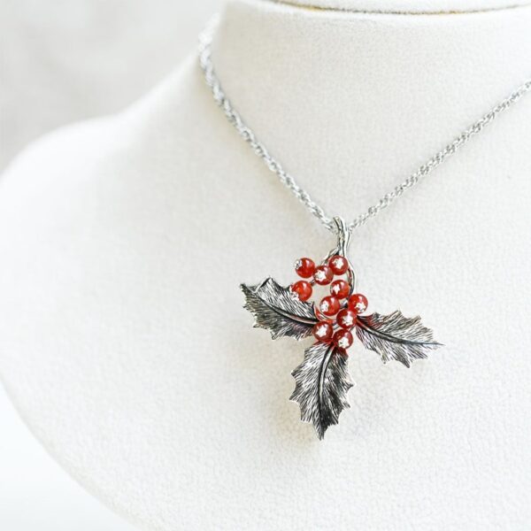 【Made in Japan】紅瑪瑙冬青吊墜胸針