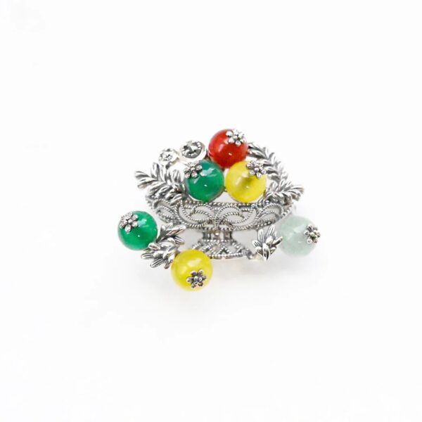 【Made in Japan】 SV系列 紅玉髓＆瑪瑙 賽尚果盆胸針掛墜