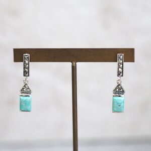 【Made in Japan】SV系列 綠松石長方形耳環/夾耳環