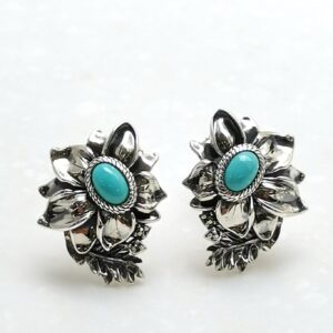 【Made in Japan】SV系列 綠松石花卉耳環/耳夾