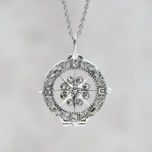 【Made in Japan】Marcasite 指南針 放大鏡 吊墜