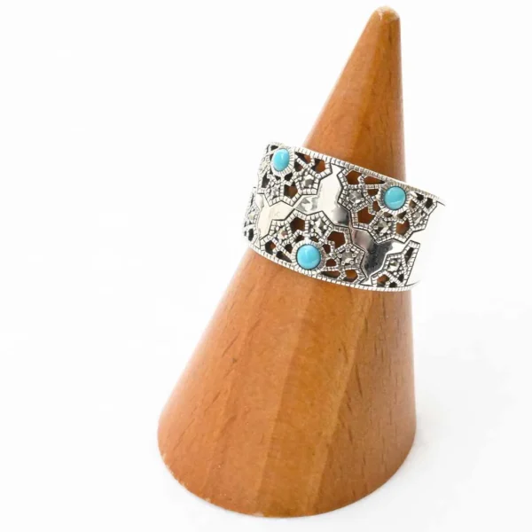 【Made in Japan】SV 綠松石河流蕾絲戒指