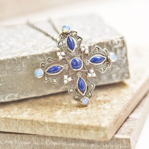 【Made in Japan】青金石與蛋白石 胸針/吊墜