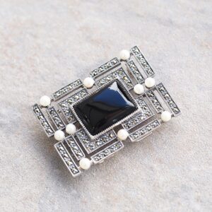 【Made in Japan】縞瑪瑙＆珍珠 TRUTH 吊咀別針