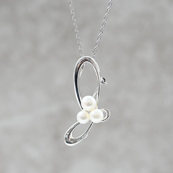 204C1392_01 【Made in Japan】SV 淡水珍珠 三重珍珠 胸針吊墜