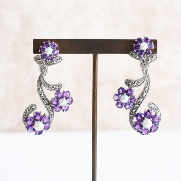 204E0634-AMF_02 【Made in Japan】紫水晶與珍珠 耳環/夾耳環