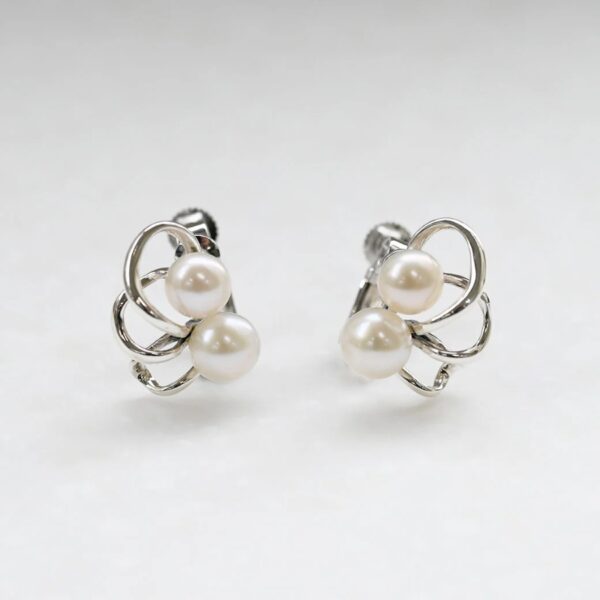 204E0751_04 【Made in Japan】SV 淡水珍珠 三重珍珠 耳環/夾耳環