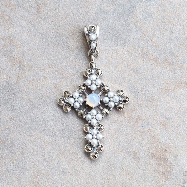 【Made in Japan】SV系列 蛋白石同珍珠十字架吊墜