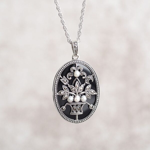 204P0761-ONC_01 【Made in Japan】縞瑪瑙&珍珠 Panthère 吊咀