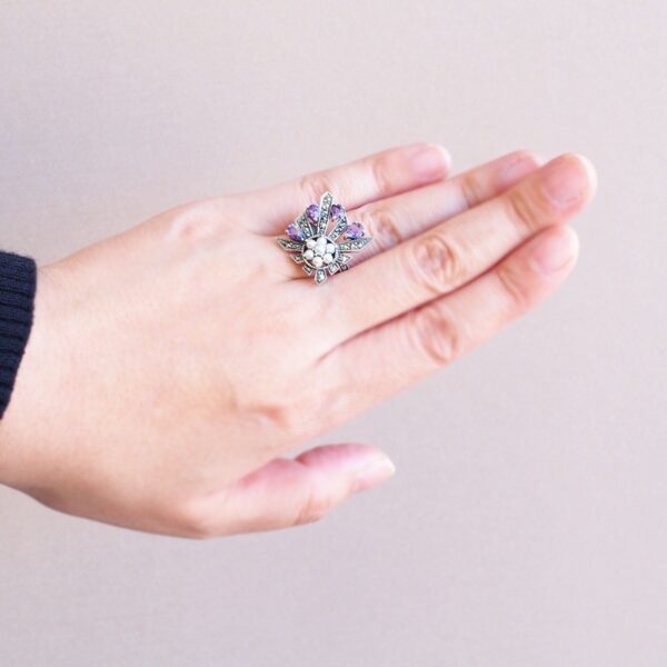 204R0760-AMF_05 【Made in Japan】紫水晶與珍珠 天使之梯 戒指