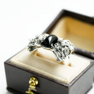 【Made in Japan】SV 縞瑪瑙裝飾蝴蝶結戒指