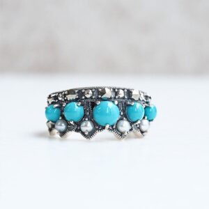 204R1048-TQ_01 【Made in Japan】綠松石 月牙形 戒指