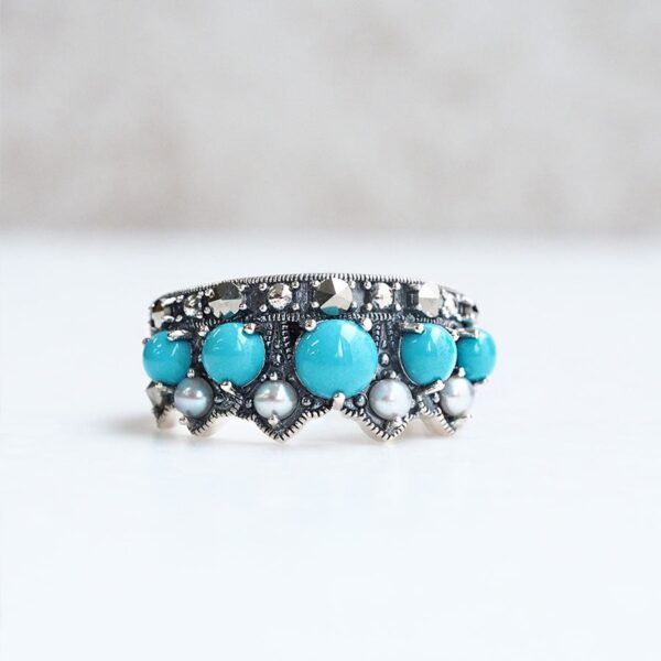 204R1048-TQ_01 【Made in Japan】綠松石 月牙形 戒指