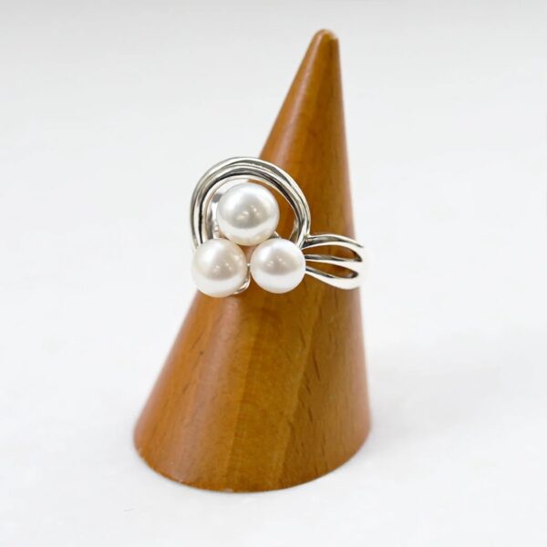 204R1072_02 【Made in Japan】SV 淡水珍珠 三顆珍珠 戒指