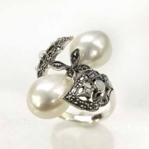 403R0272-PL_01 【Made in Japan】巴洛克珍珠葉子戒指