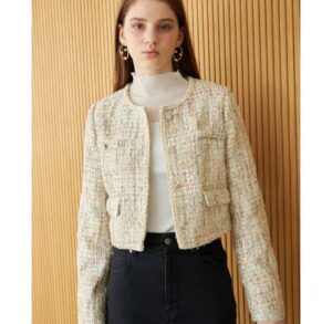 千金風粗花尼無領短JACK